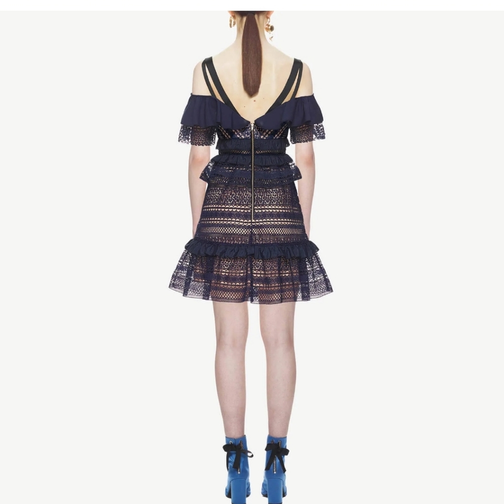 Self-portrait Navy Blue Mini Dress - Picture 3 of 12